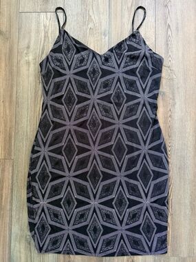 Black & Silver Sparkle Geometric Slip Dress